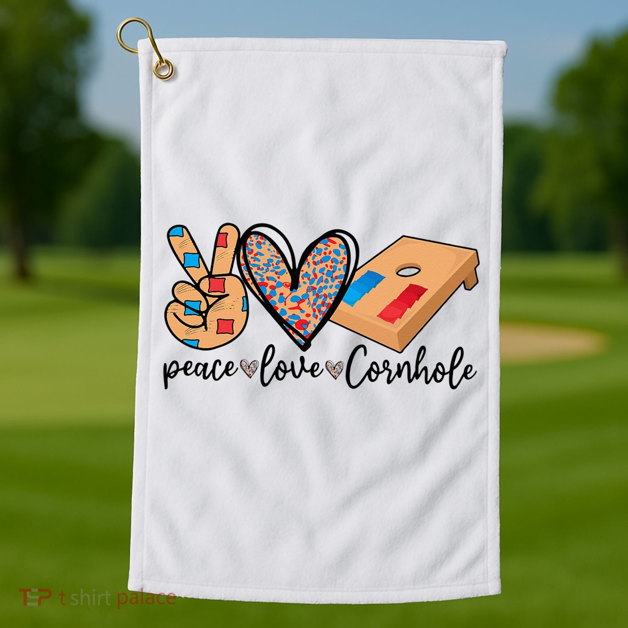 2pNJ Peace Love Cornhole Board Bag Toss Game Cornhole lover Golf Towel