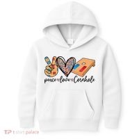 2pNJ Peace Love Cornhole Board Bag Toss Game Cornhole lover Kids Hoodie thumb 0