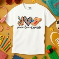 2pNJ Peace Love Cornhole Board Bag Toss Game Cornhole lover Kids T-Shirt thumb 3