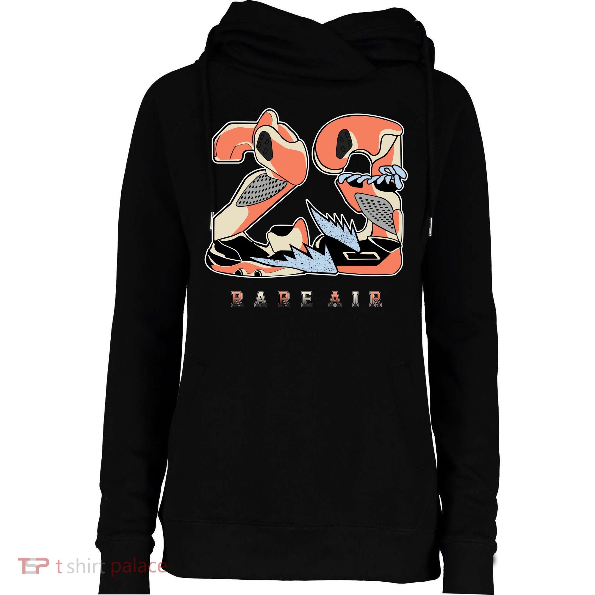 23 Rare Air Crimson Bliss 5s Matching Womens Funnel Neck Pullover Hood