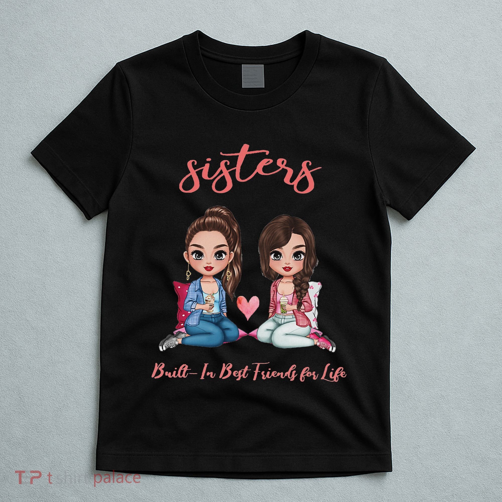 2 Sisters Anime Chibi Built In Best Friends For Life T-Shirt