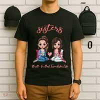 2 Sisters Anime Chibi Built In Best Friends For Life T-Shirt thumb 6