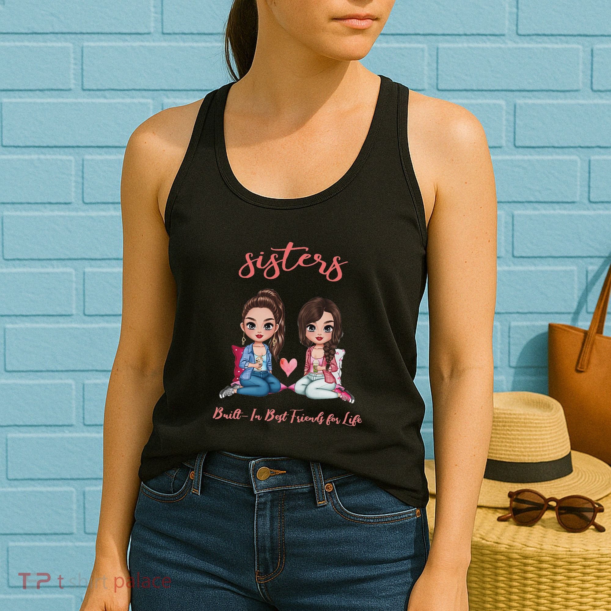 2 Sisters Anime Chibi Built In Best Friends For Life Women's Tank Top