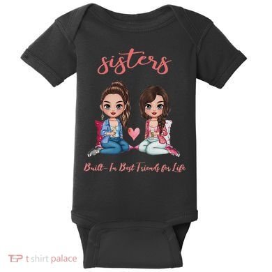 2 Sisters Anime Chibi Built In Best Friends For Life Baby Bodysuit