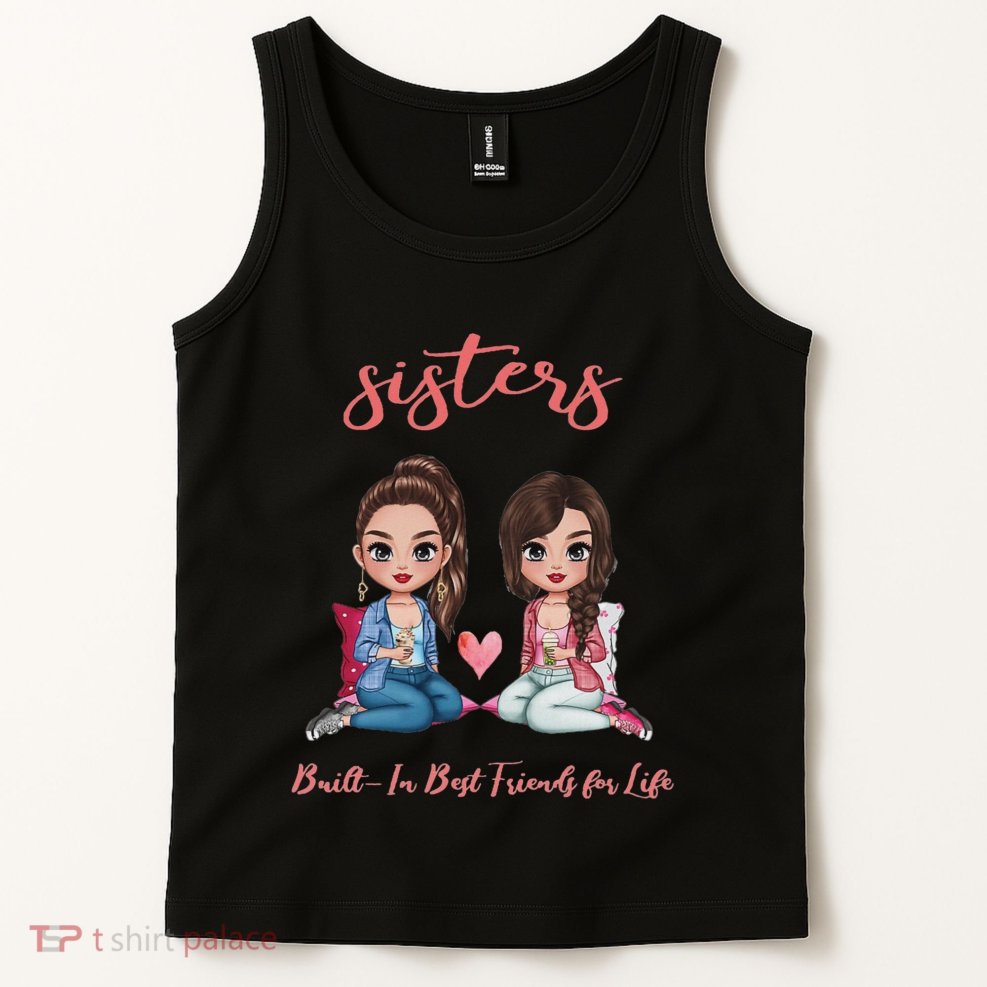 2 Sisters Anime Chibi Built In Best Friends For Life Tank Top