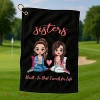 2 Sisters Anime Chibi Built In Best Friends For Life Golf Towel thumb 1