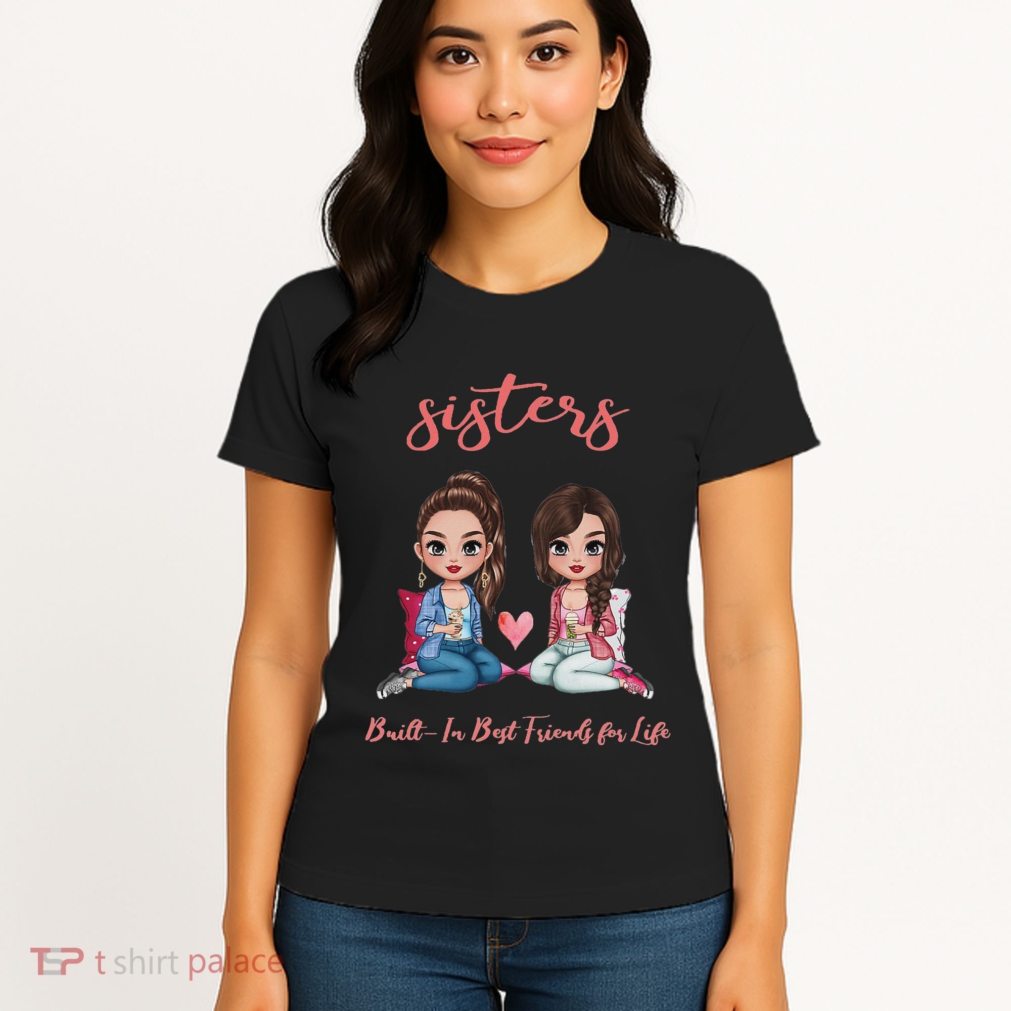 2 Sisters Anime Chibi Built In Best Friends For Life Women's T-Shirt