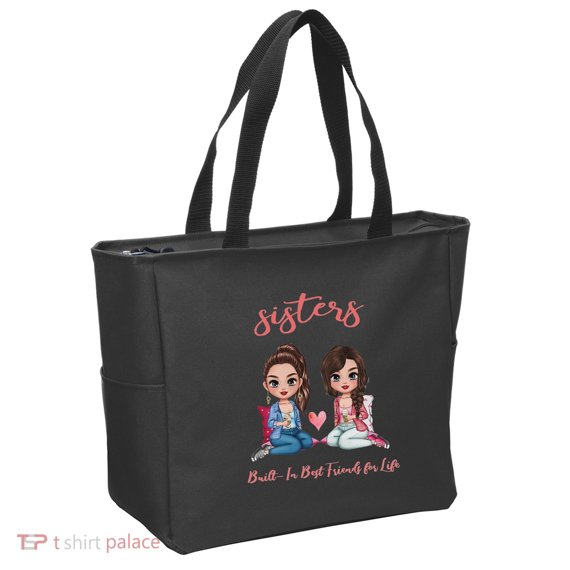 2 Sisters Anime Chibi Built In Best Friends For Life Tote Bag