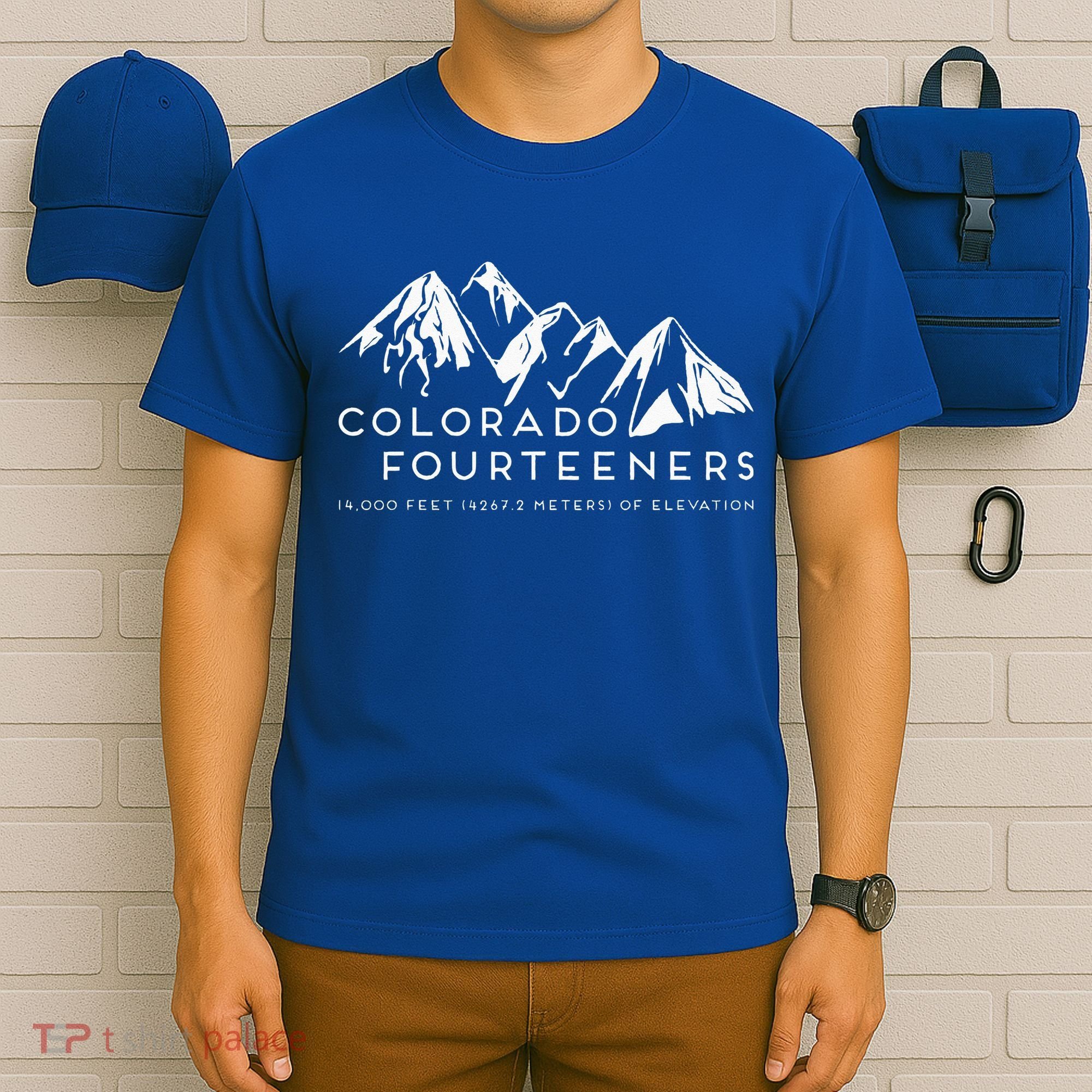 2 Side Colorado Fourteeners Rocky Mountain State Hiker Trail T-Shirt