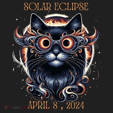 2024 Solar Eclipse Fantasy Cat Wearing Solar Eclipse Glasses 7 Panel Mesh Trucker Snapback Hat