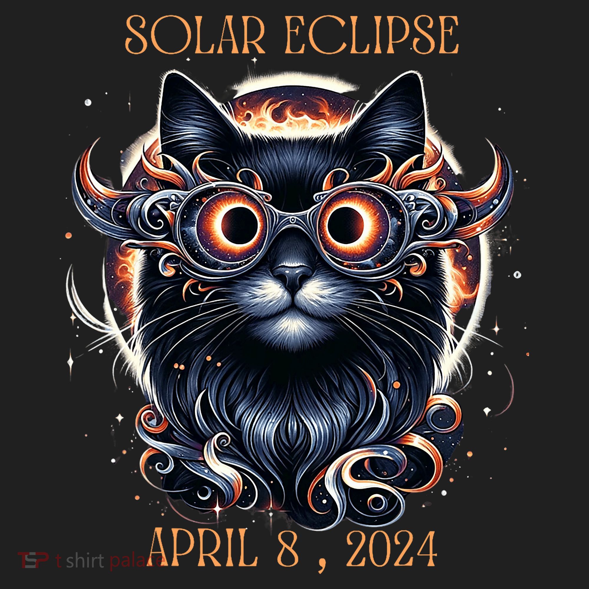 2024 Solar Eclipse Fantasy Cat Wearing Solar Eclipse Glasses 7 Panel Mesh Trucker Snapback Hat