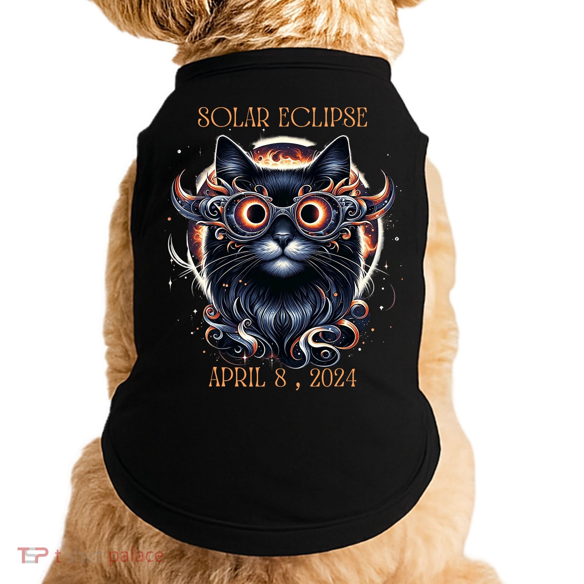 2024 Solar Eclipse Fantasy Cat Wearing Solar Eclipse Glasses Doggie Tank