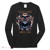 2024 Solar Eclipse Fantasy Cat Wearing Solar Eclipse Glasses Long Sleeve Shirt thumb 0