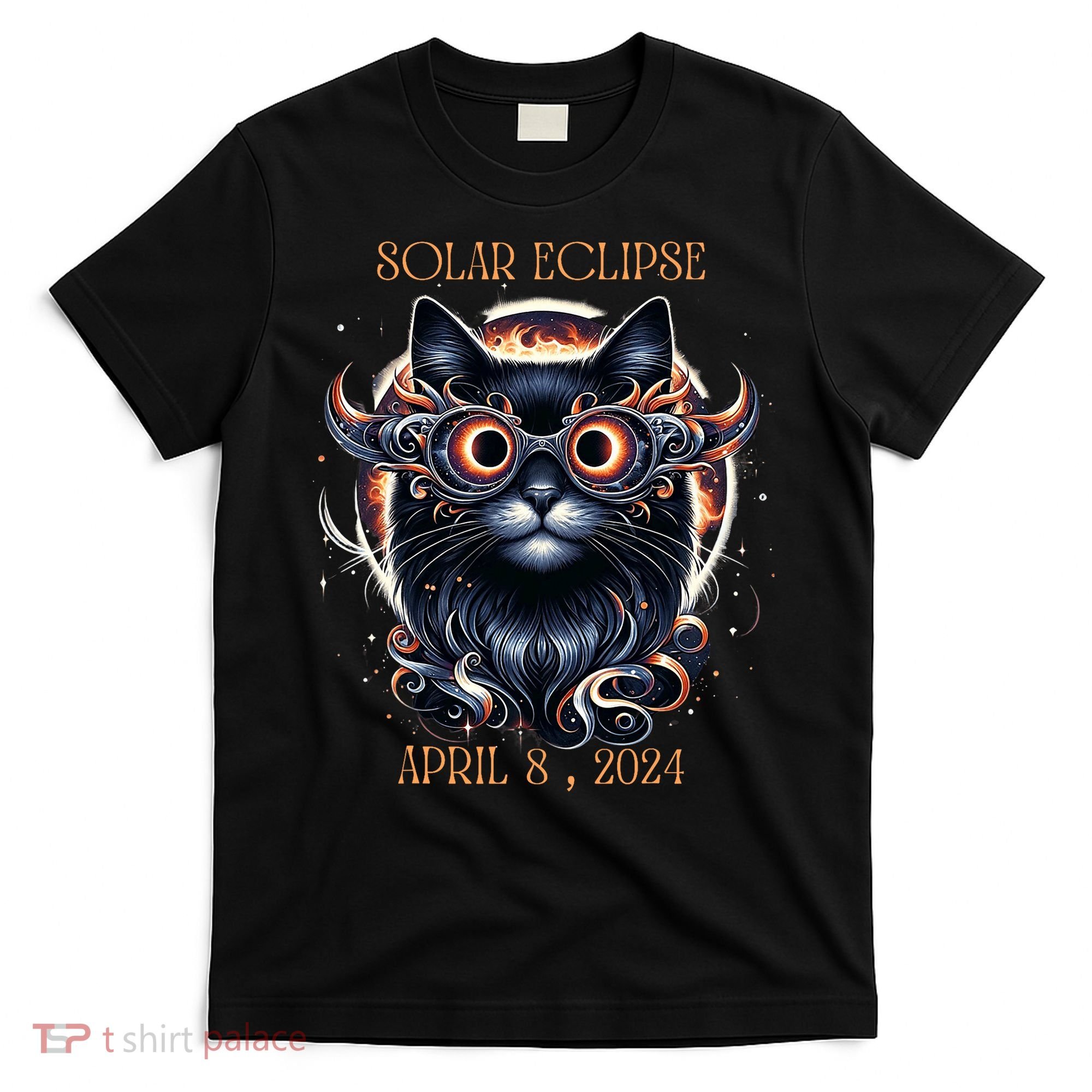 2024 Solar Eclipse Fantasy Cat Wearing Solar Eclipse Glasses T-Shirt