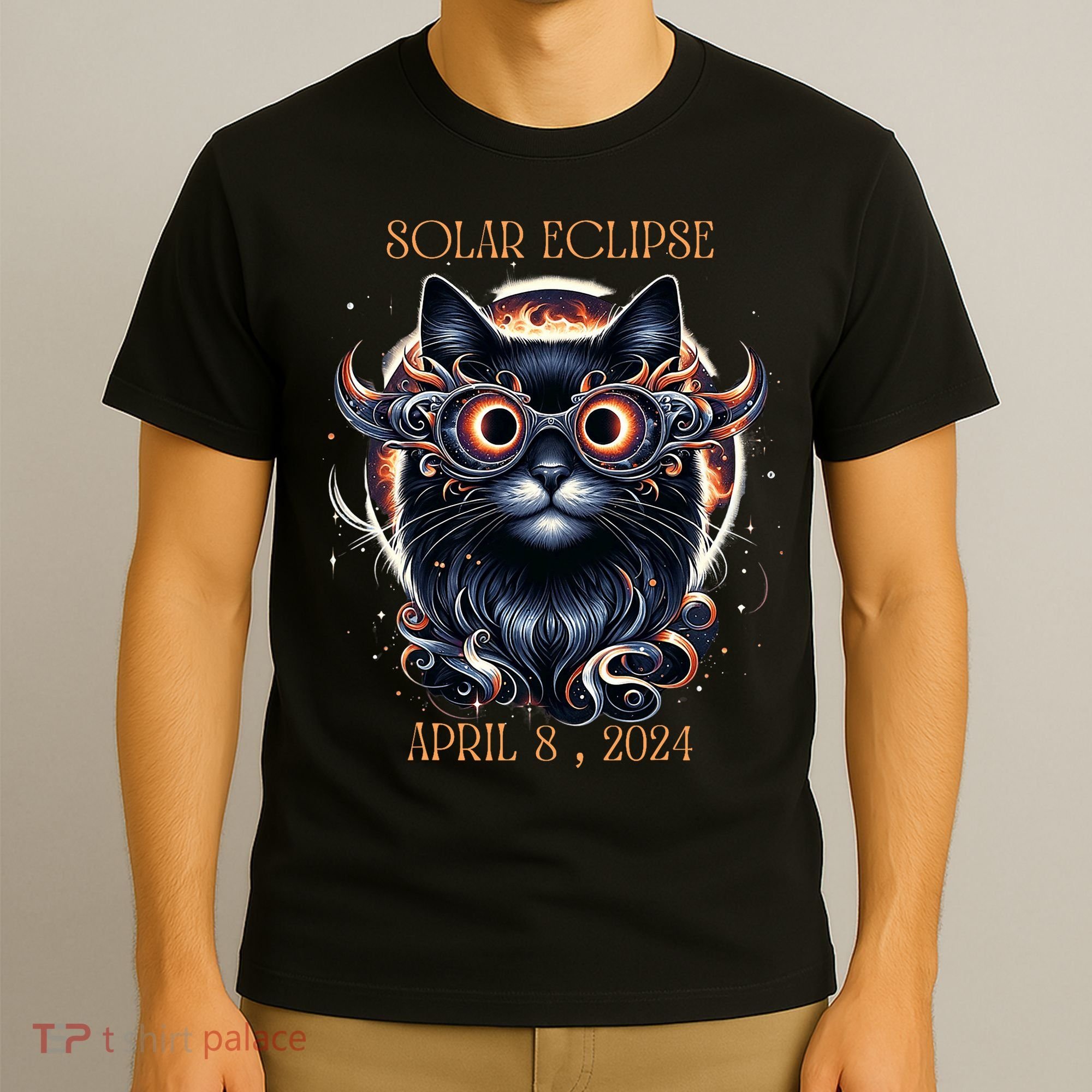 2024 Solar Eclipse Fantasy Cat Wearing Solar Eclipse Glasses T-Shirt