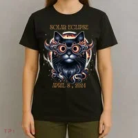 2024 Solar Eclipse Fantasy Cat Wearing Solar Eclipse Glasses T-Shirt thumb 4