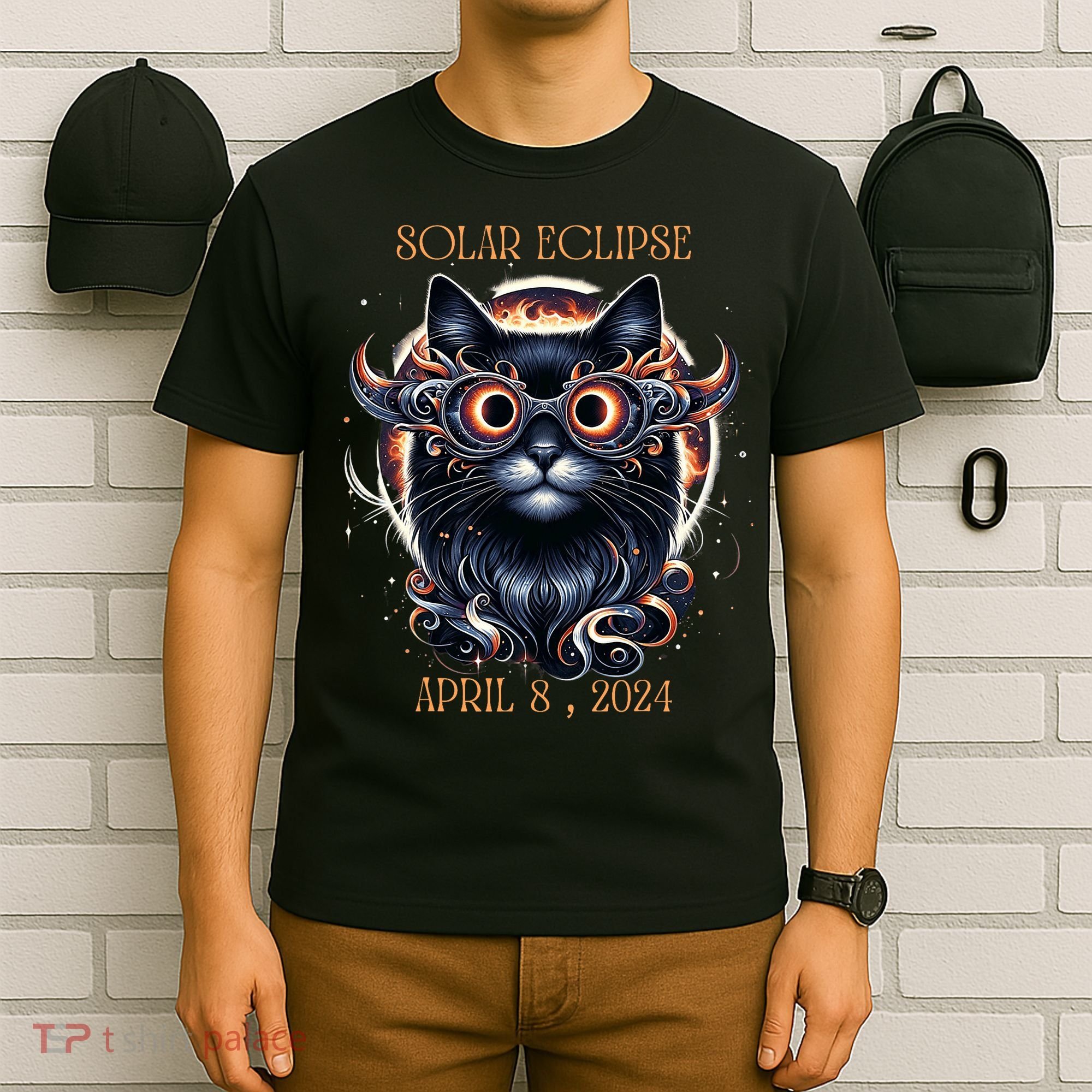 2024 Solar Eclipse Fantasy Cat Wearing Solar Eclipse Glasses T-Shirt