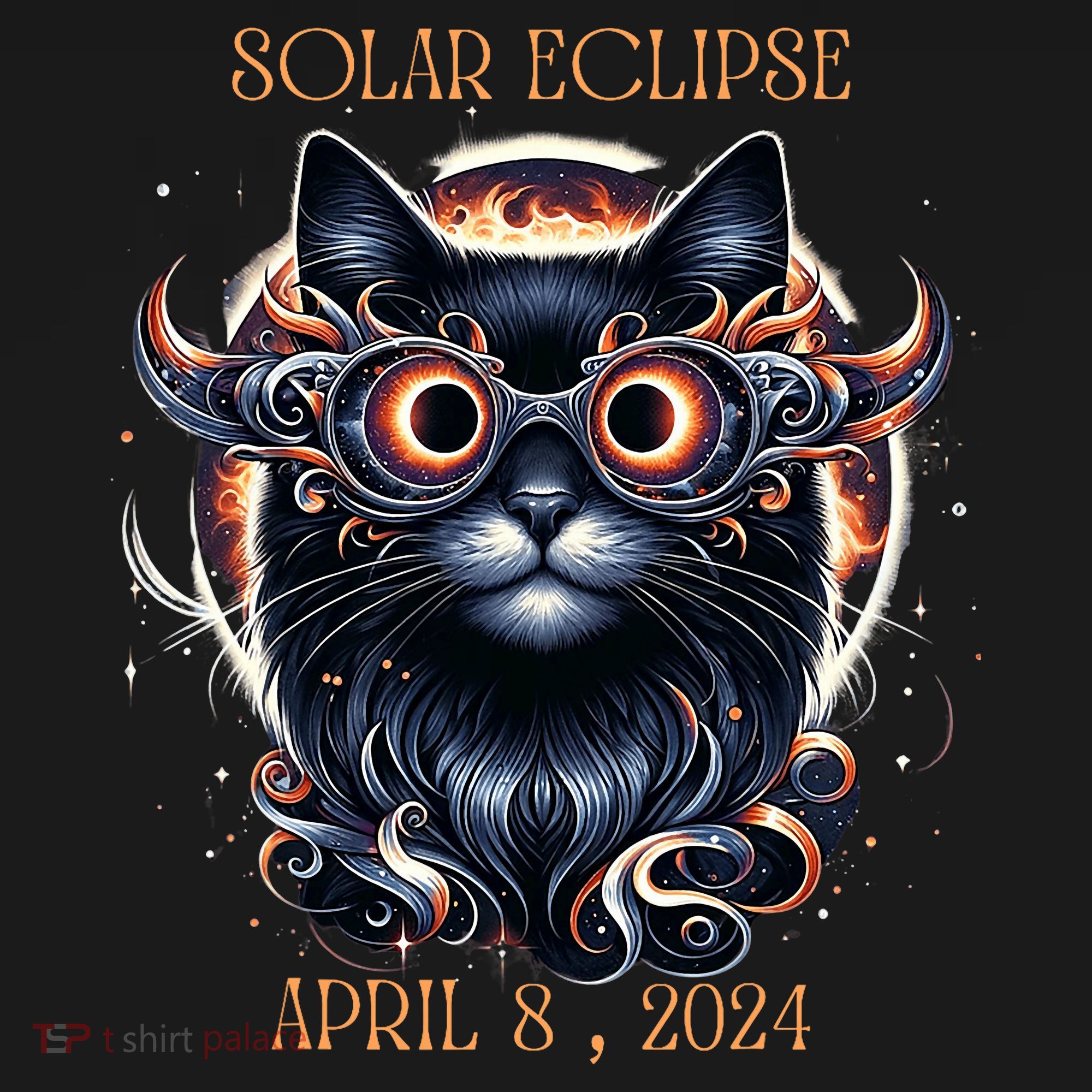 2024 Solar Eclipse Fantasy Cat Wearing Solar Eclipse Glasses T-Shirt