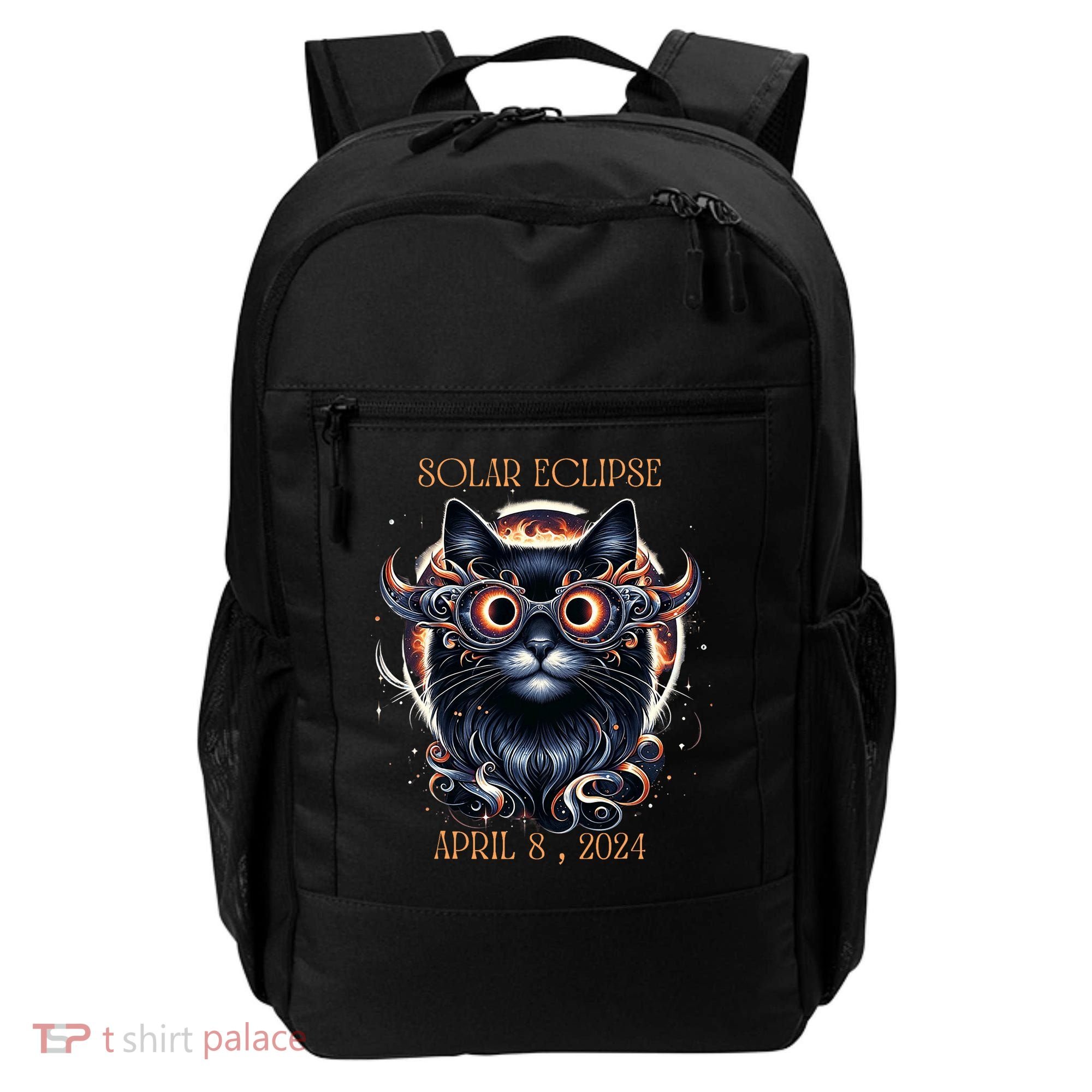 2024 Solar Eclipse Fantasy Cat Wearing Solar Eclipse Glasses Backpack