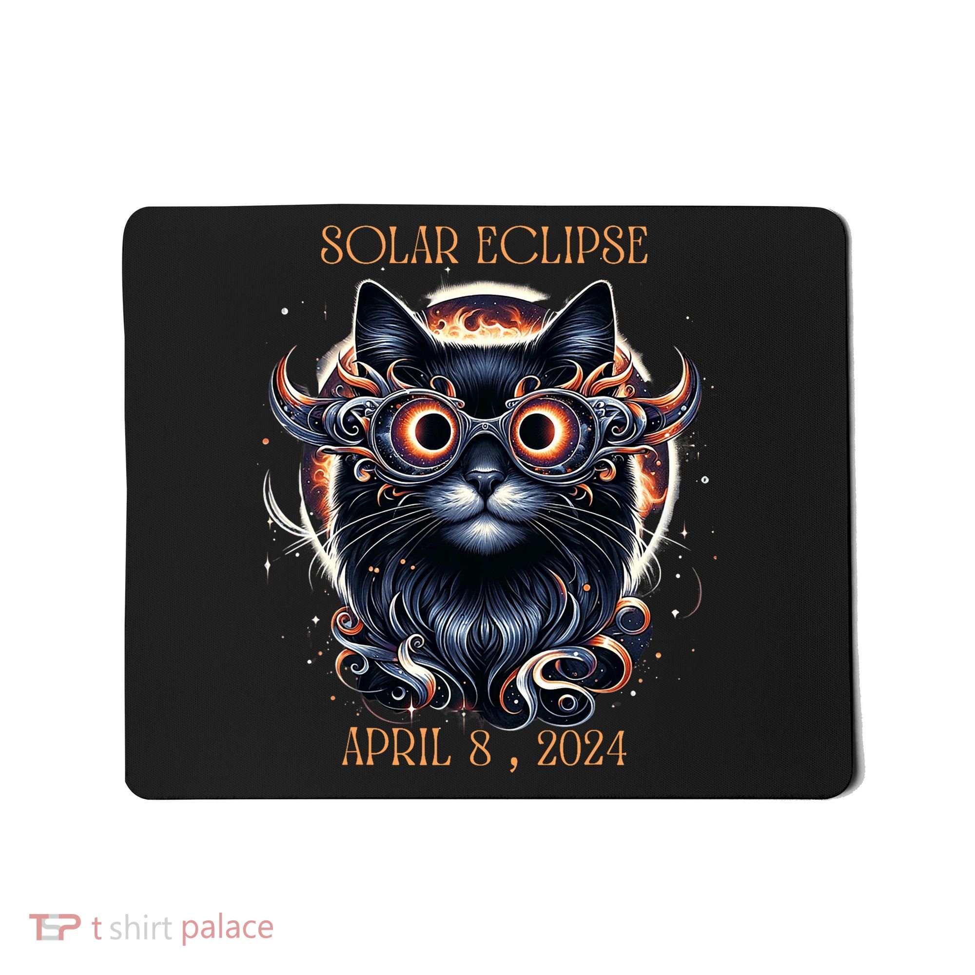 2024 Solar Eclipse Fantasy Cat Wearing Solar Eclipse Glasses Mousepad