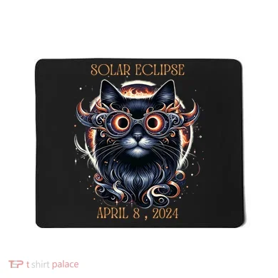 2024 Solar Eclipse Fantasy Cat Wearing Solar Eclipse Glasses Mousepad