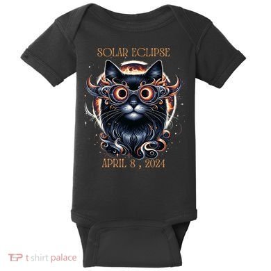 2024 Solar Eclipse Fantasy Cat Wearing Solar Eclipse Glasses Baby Bodysuit