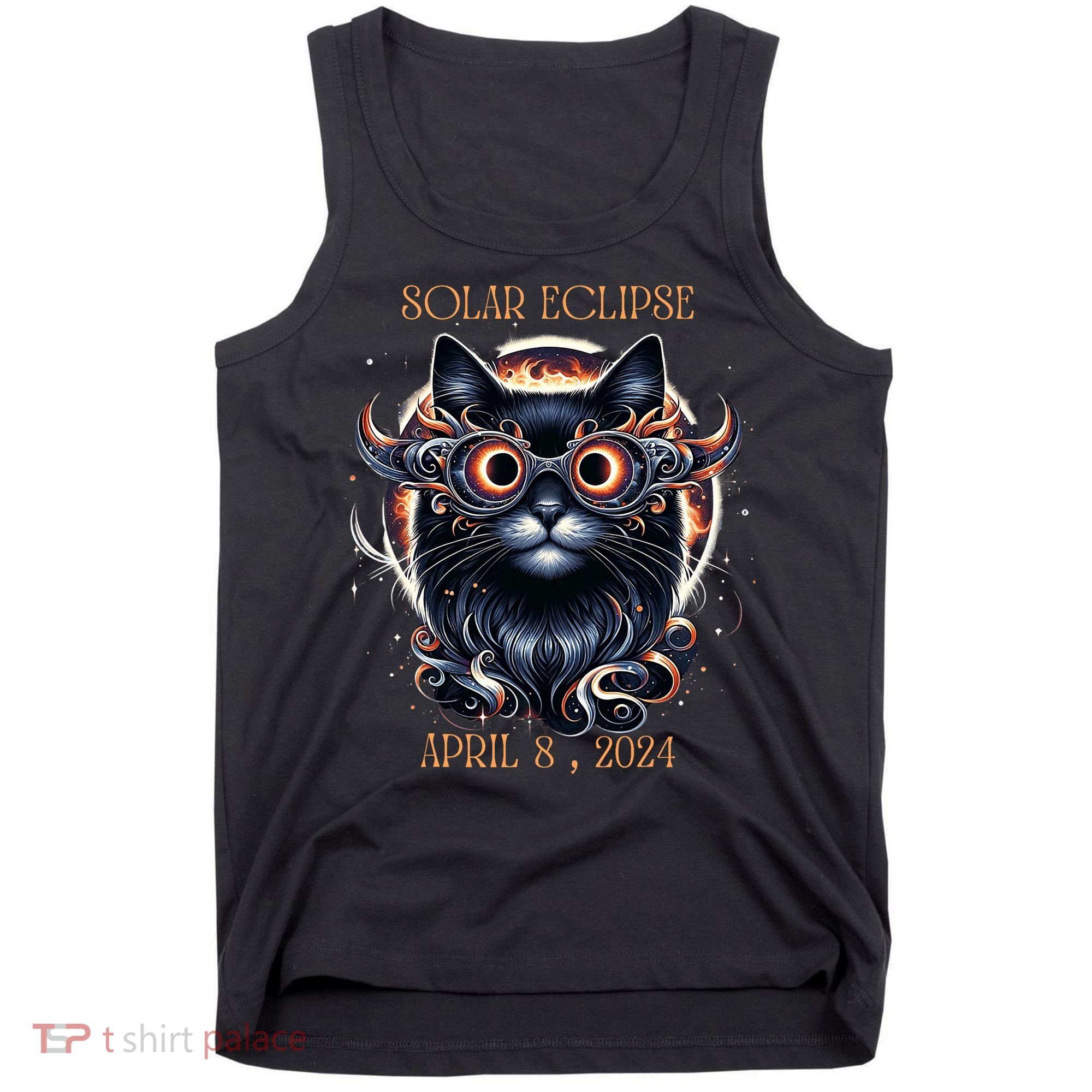 2024 Solar Eclipse Fantasy Cat Wearing Solar Eclipse Glasses Tank Top