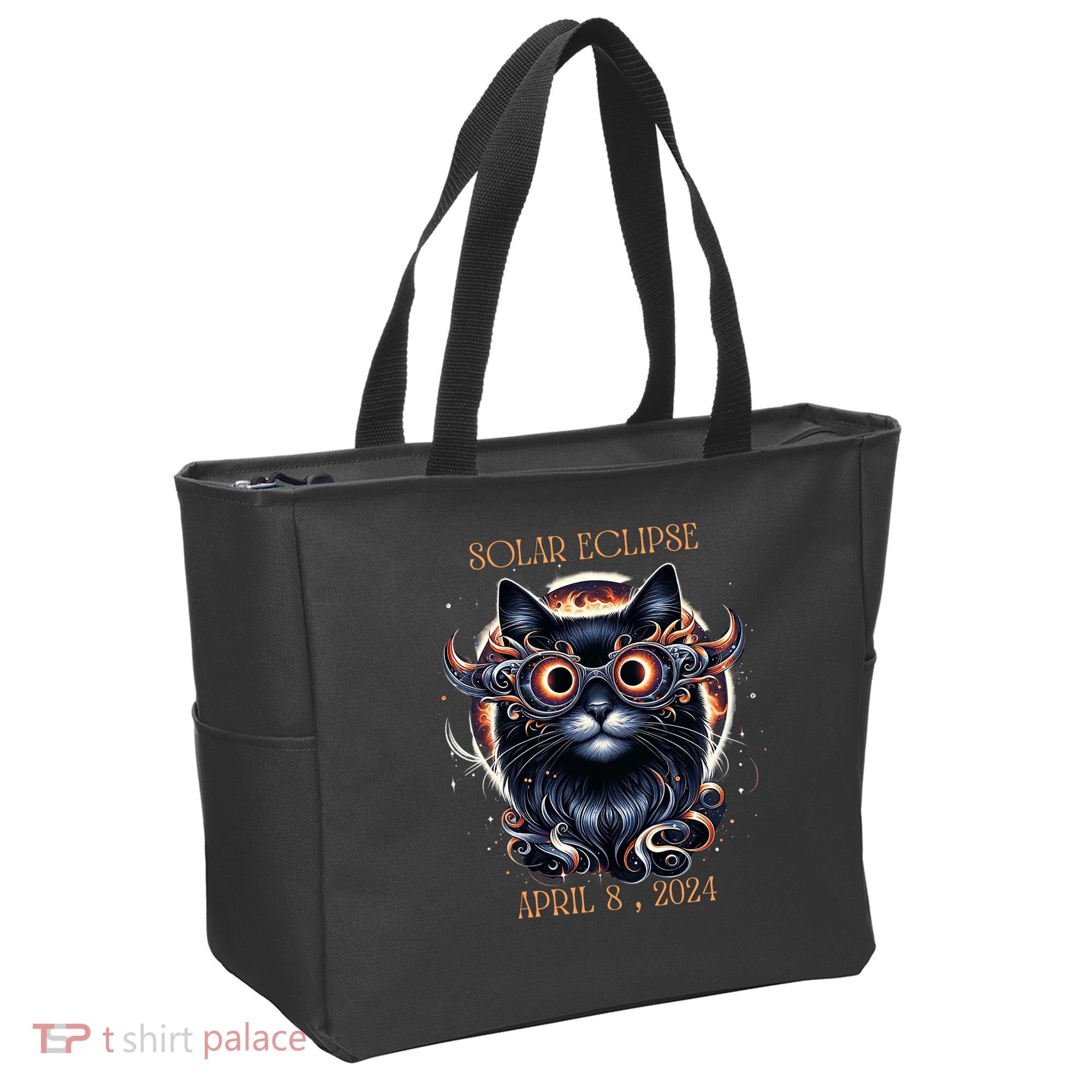 2024 Solar Eclipse Fantasy Cat Wearing Solar Eclipse Glasses Tote Bag