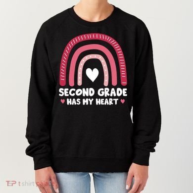 2nd Second Grade Has My Heart Rainbow Valentines Day Teacher Women's Sweatshirt