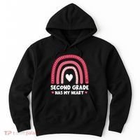 2nd Second Grade Has My Heart Rainbow Valentines Day Teacher Hoodie thumb 0