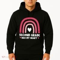 2nd Second Grade Has My Heart Rainbow Valentines Day Teacher Hoodie thumb 2