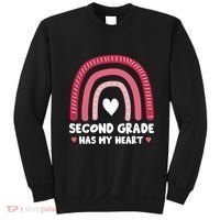 2nd Second Grade Has My Heart Rainbow Valentines Day Teacher Sweatshirt thumb 0