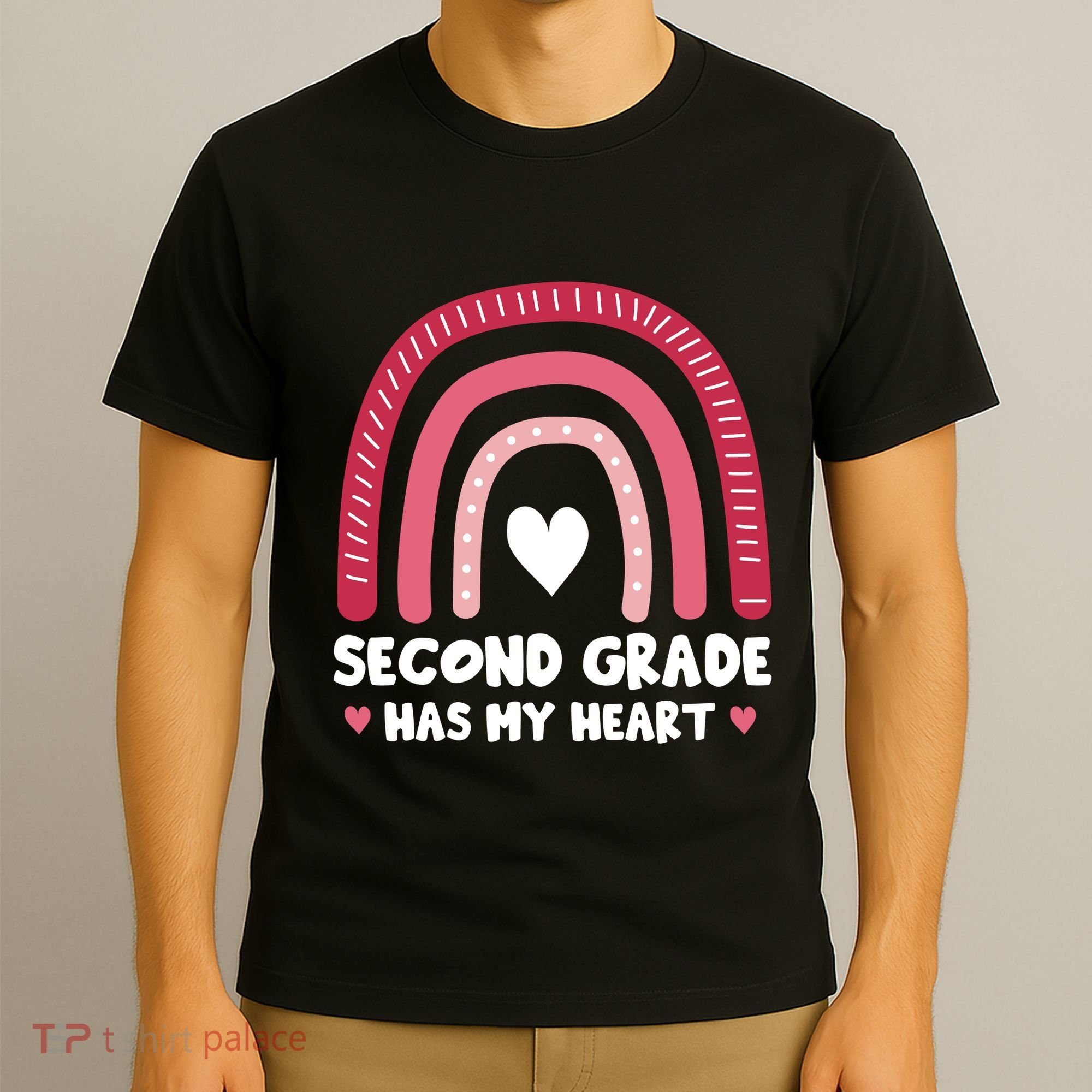 2nd Second Grade Has My Heart Rainbow Valentines Day Teacher T-Shirt