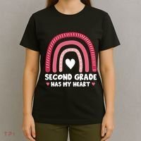 2nd Second Grade Has My Heart Rainbow Valentines Day Teacher T-Shirt thumb 4