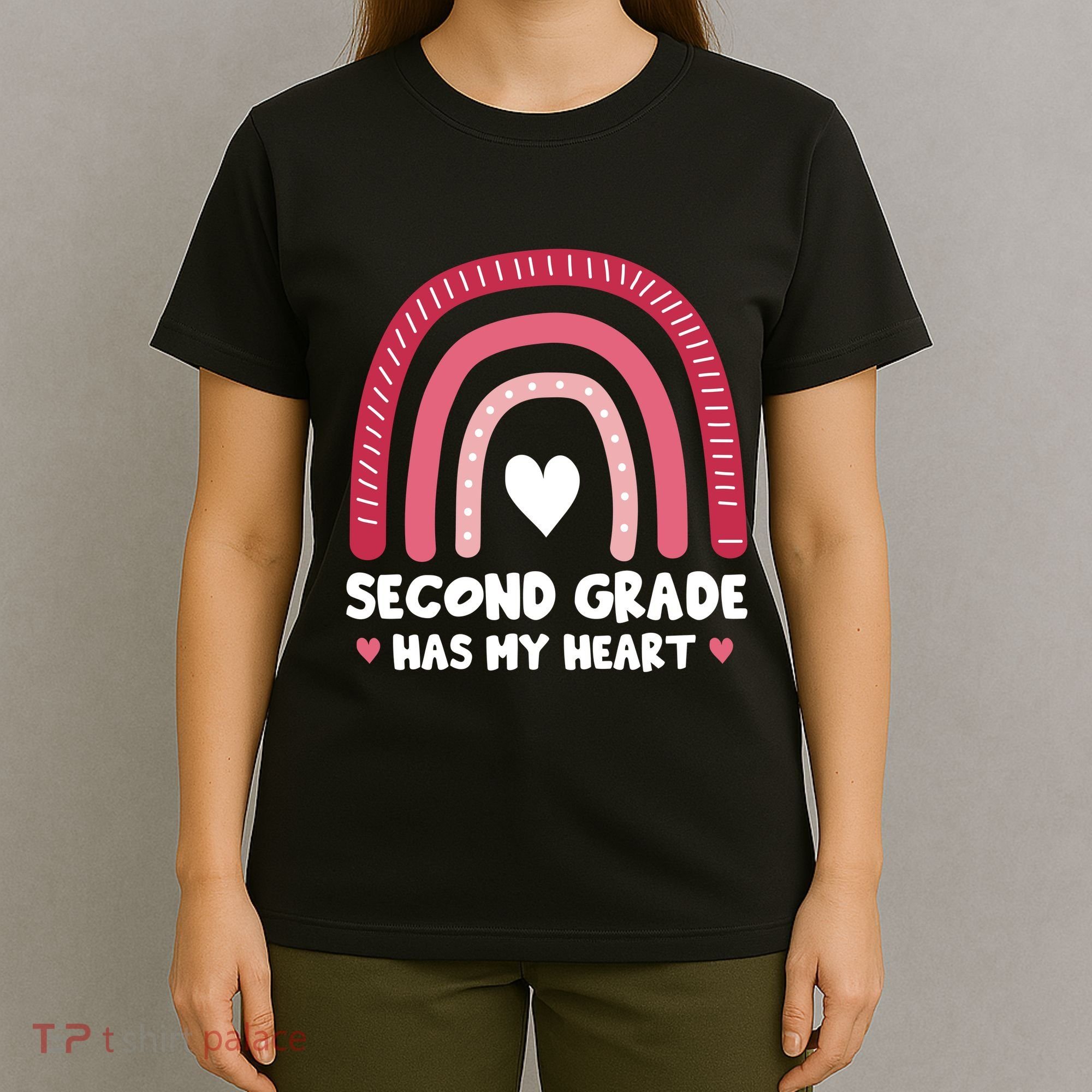 2nd Second Grade Has My Heart Rainbow Valentines Day Teacher T-Shirt
