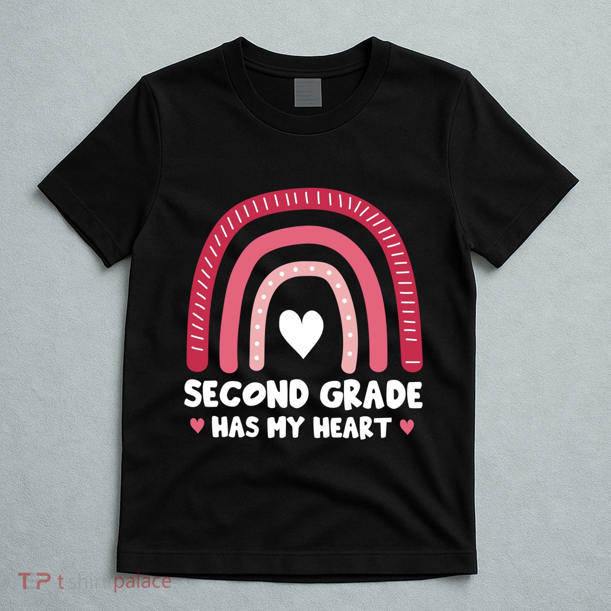 2nd Second Grade Has My Heart Rainbow Valentines Day Teacher T-Shirt