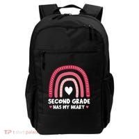2nd Second Grade Has My Heart Rainbow Valentines Day Teacher Backpack thumb 0