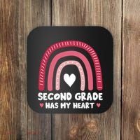 2nd Second Grade Has My Heart Rainbow Valentines Day Teacher Coaster thumb 0