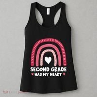 2nd Second Grade Has My Heart Rainbow Valentines Day Teacher Women's Tank Top thumb 3