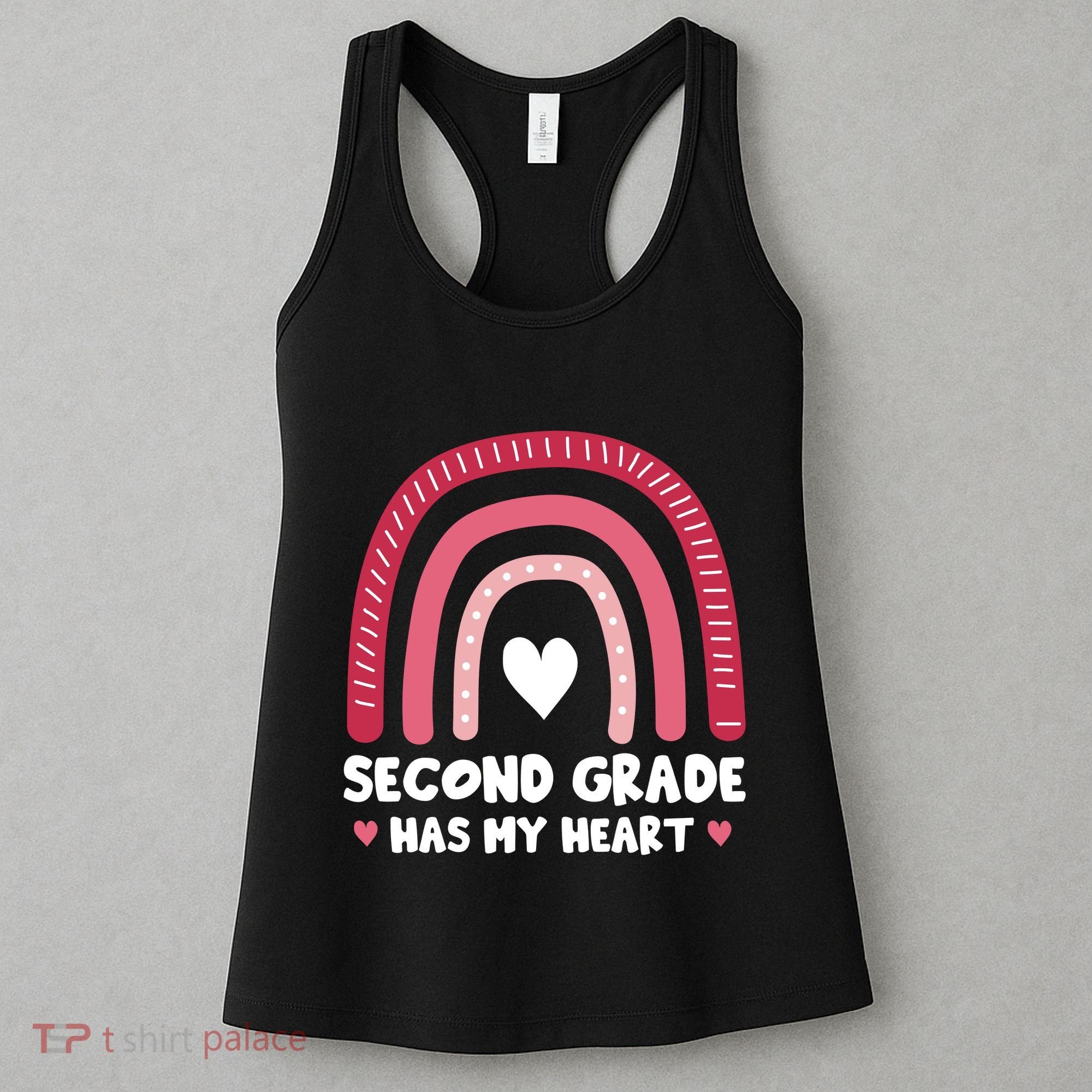 2nd Second Grade Has My Heart Rainbow Valentines Day Teacher Women's Tank Top