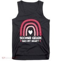 2nd Second Grade Has My Heart Rainbow Valentines Day Teacher Tank Top thumb 0