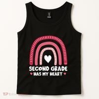 2nd Second Grade Has My Heart Rainbow Valentines Day Teacher Tank Top thumb 2