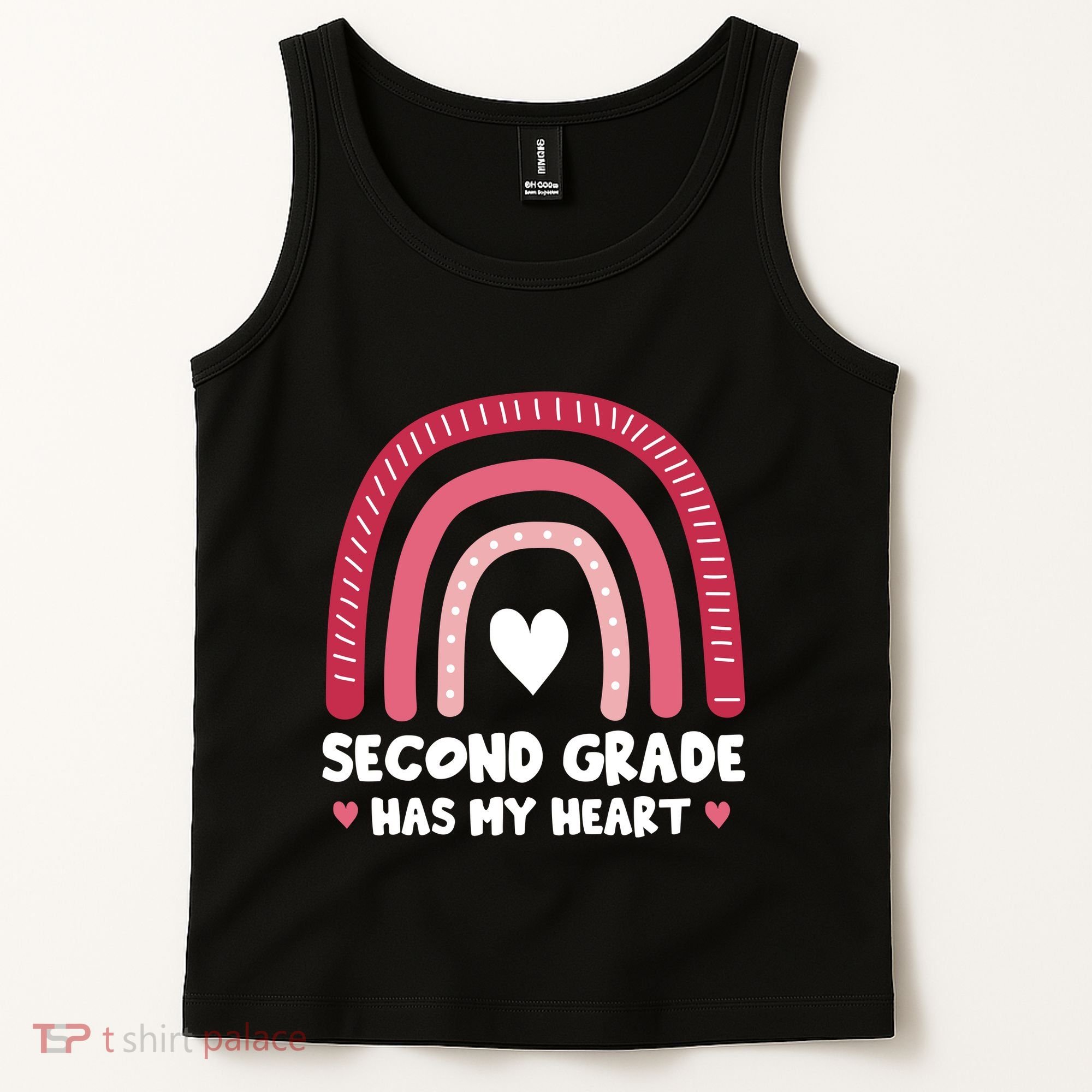 2nd Second Grade Has My Heart Rainbow Valentines Day Teacher Tank Top