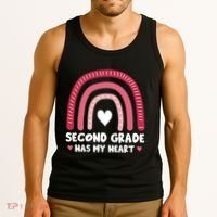 2nd Second Grade Has My Heart Rainbow Valentines Day Teacher Tank Top thumb 3