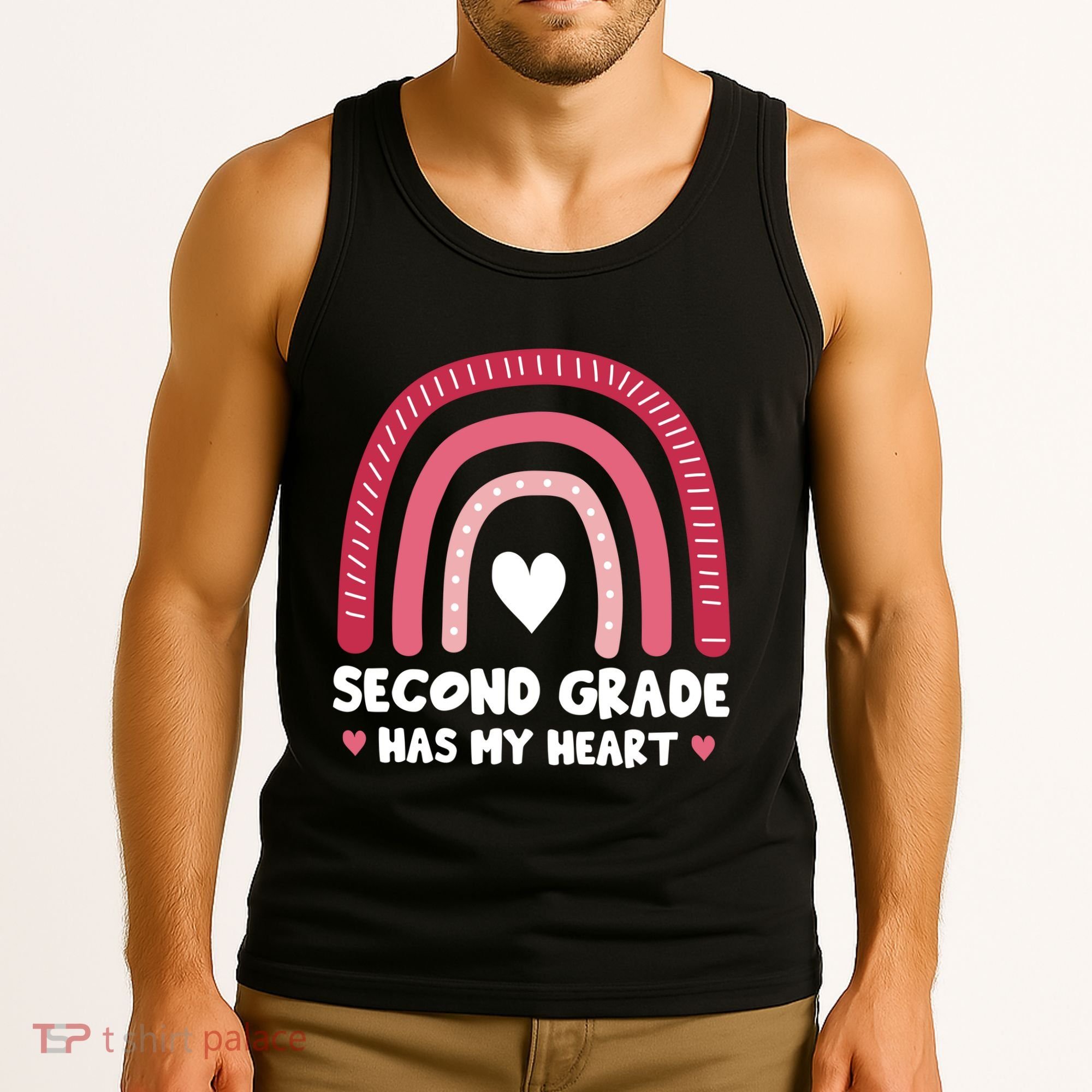 2nd Second Grade Has My Heart Rainbow Valentines Day Teacher Tank Top