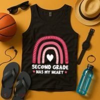 2nd Second Grade Has My Heart Rainbow Valentines Day Teacher Tank Top thumb 4