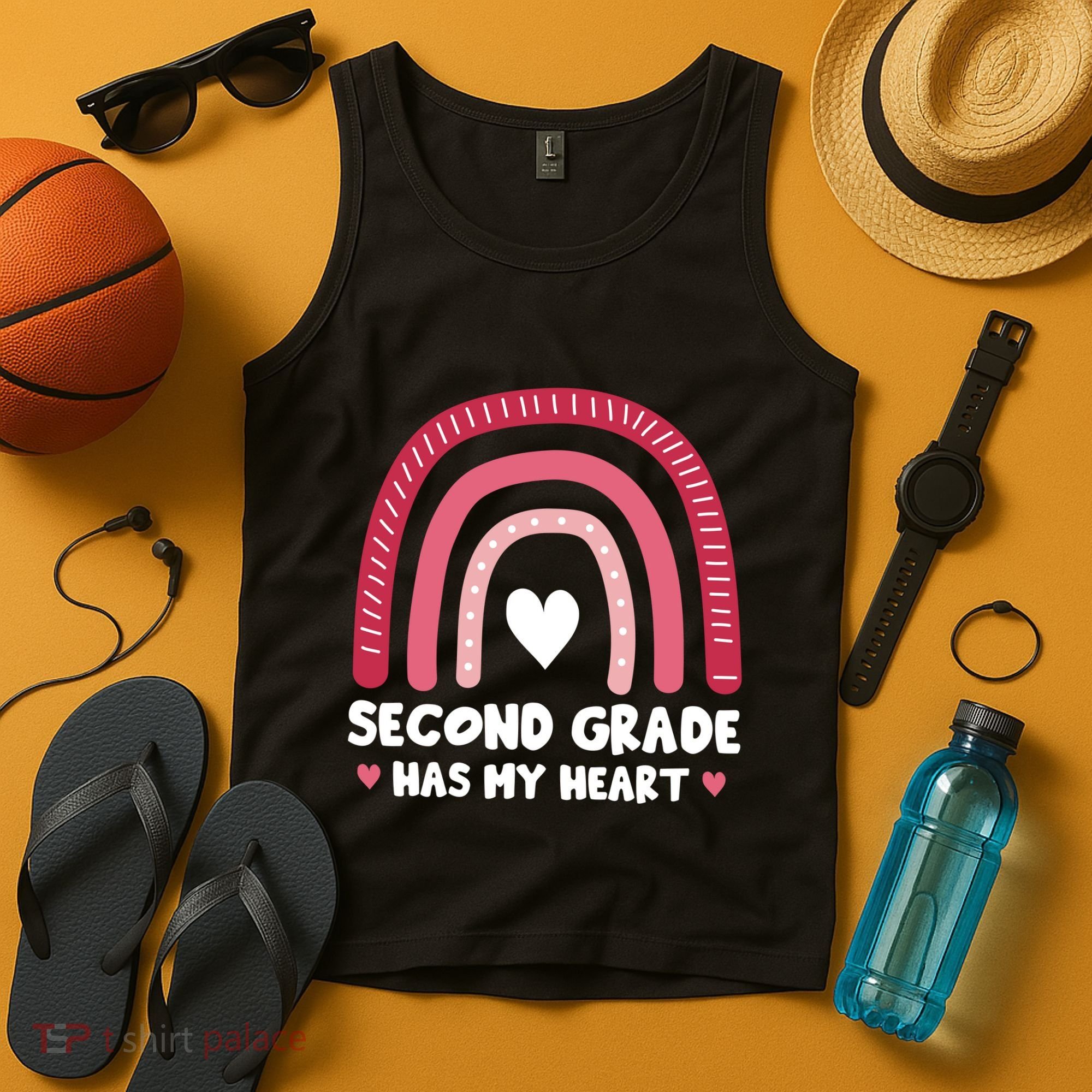 2nd Second Grade Has My Heart Rainbow Valentines Day Teacher Tank Top