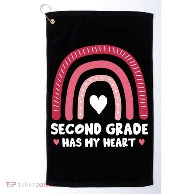 2nd Second Grade Has My Heart Rainbow Valentines Day Teacher Golf Towel