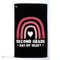 2nd Second Grade Has My Heart Rainbow Valentines Day Teacher Golf Towel thumb 0