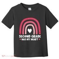 2nd Second Grade Has My Heart Rainbow Valentines Day Teacher Toddler T-Shirt thumb 0